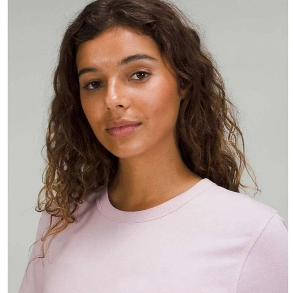 Lululemon Cotton TShirt Cropped Relaxed Fit Light Pink Women Size XS - Picture 5 of 8